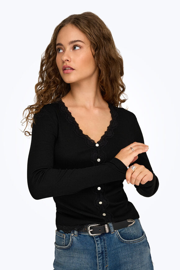ONLENEA shirt côtelé manches longues - Black
