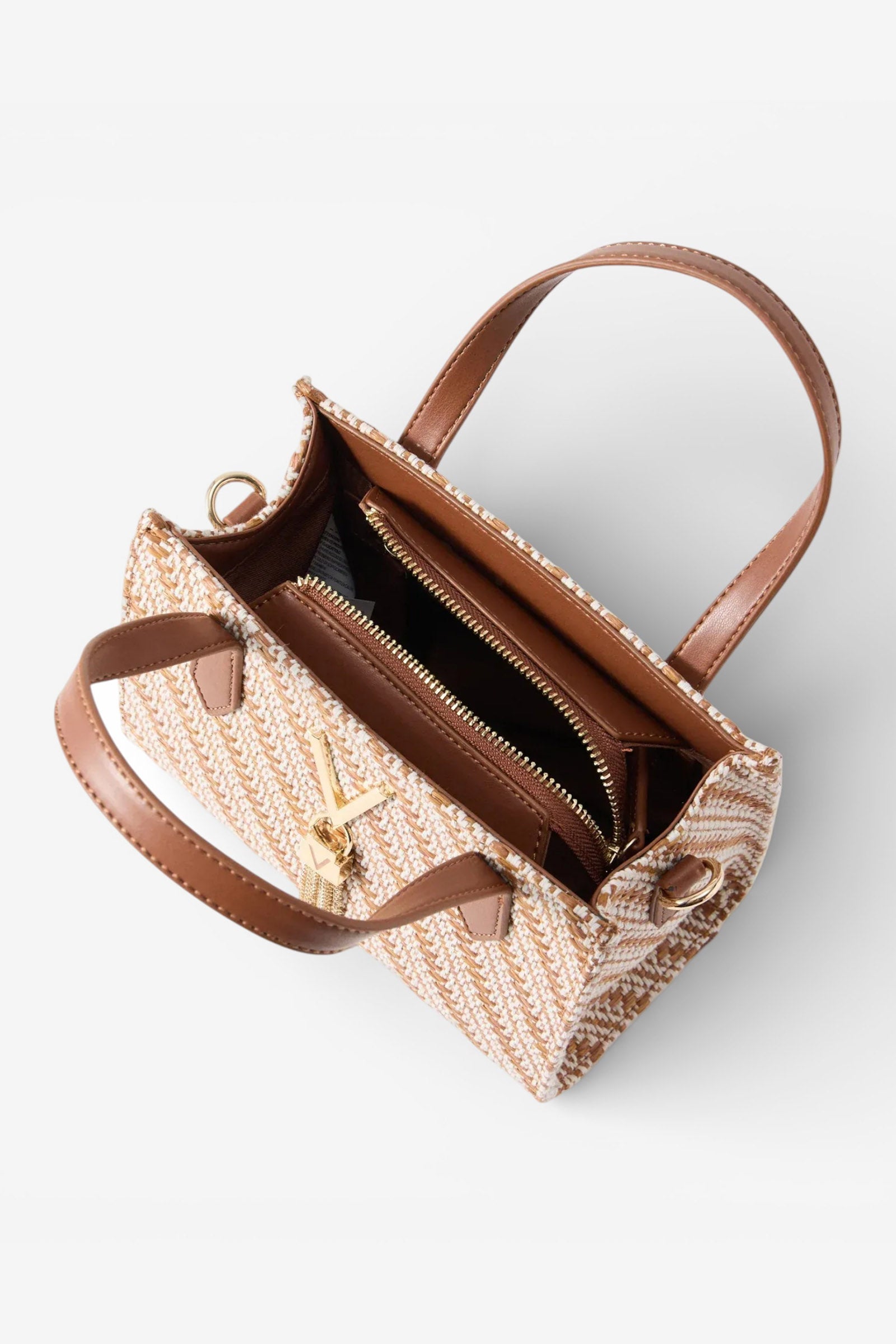 Divina Mini Hand- / Umhängetasche - Light Brown + White