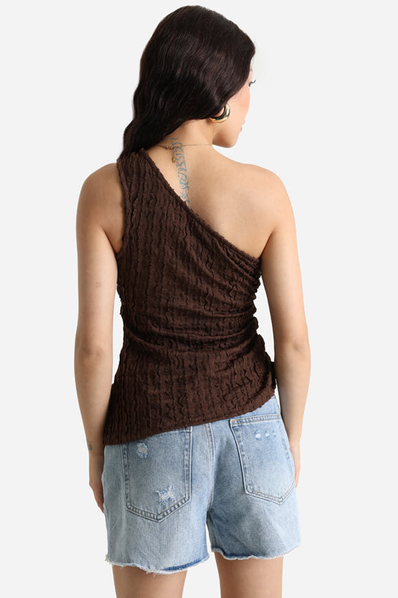 Structured one-shoulder top - brown