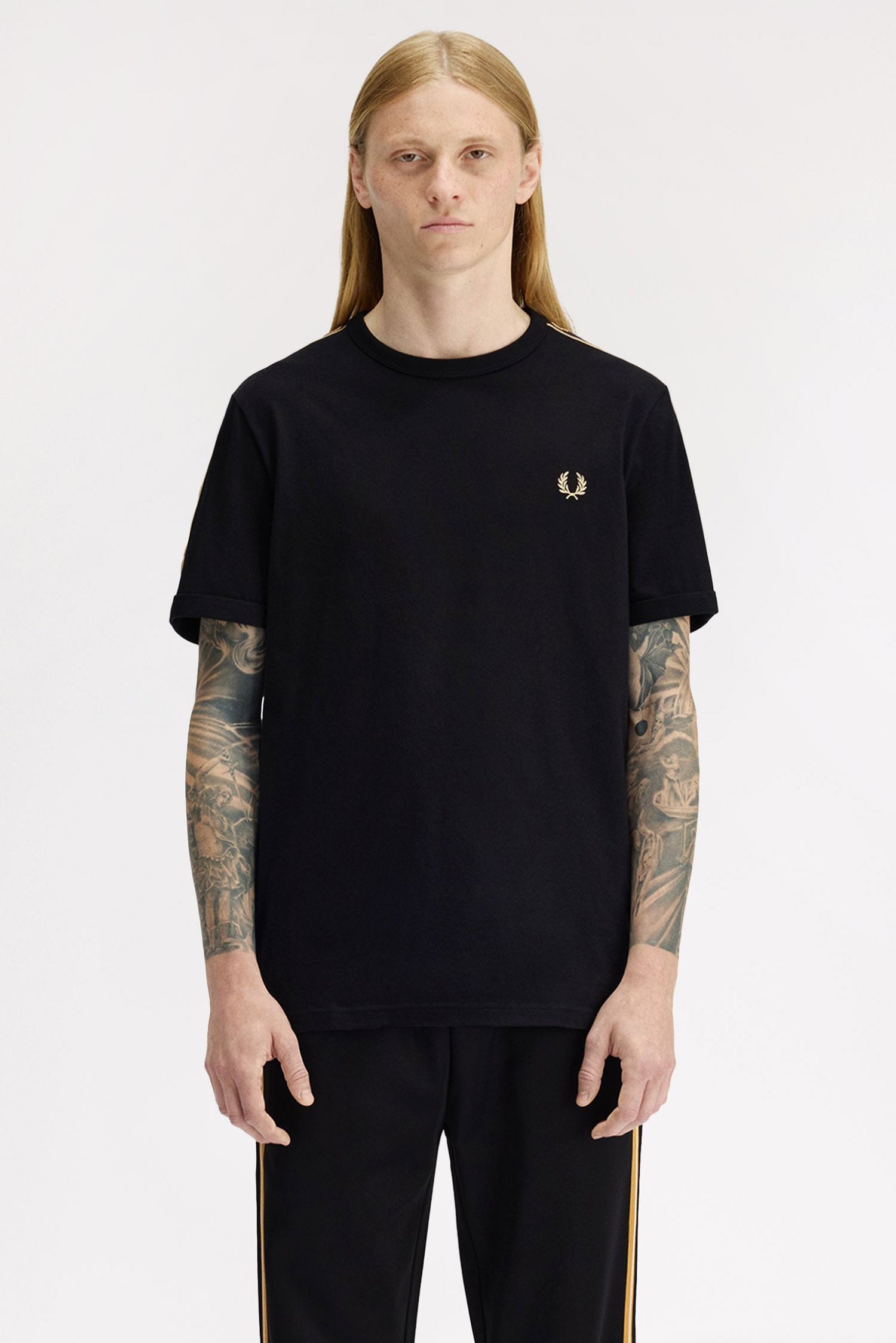 Contrast Tape Ringer T-Shirt - Black