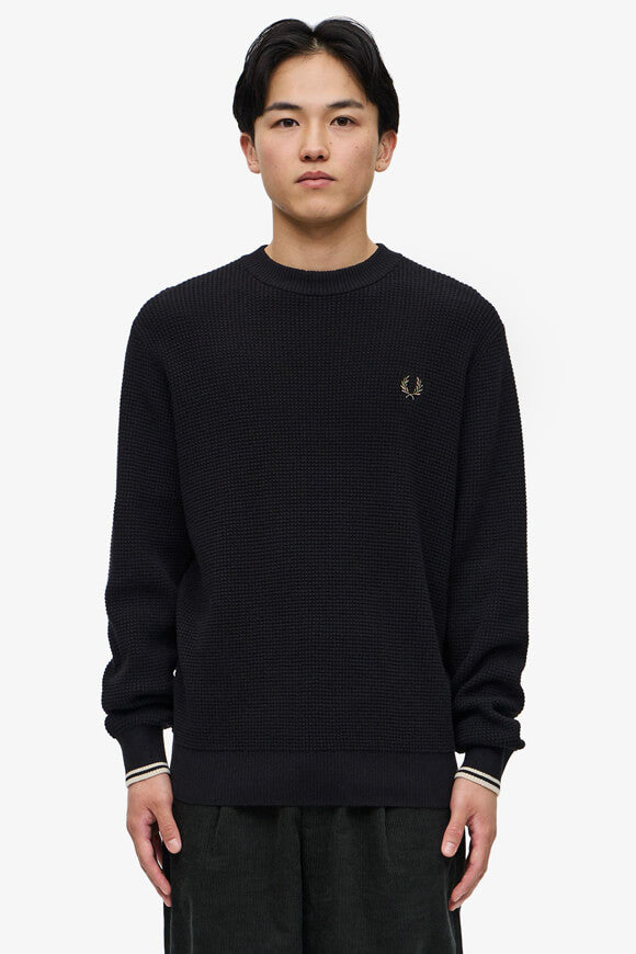 Strickpullover aus Waffelstoff - Black