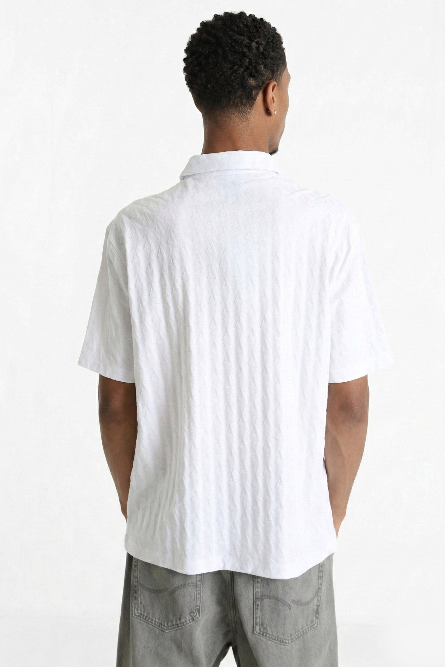 Polo en tissu structuré - White