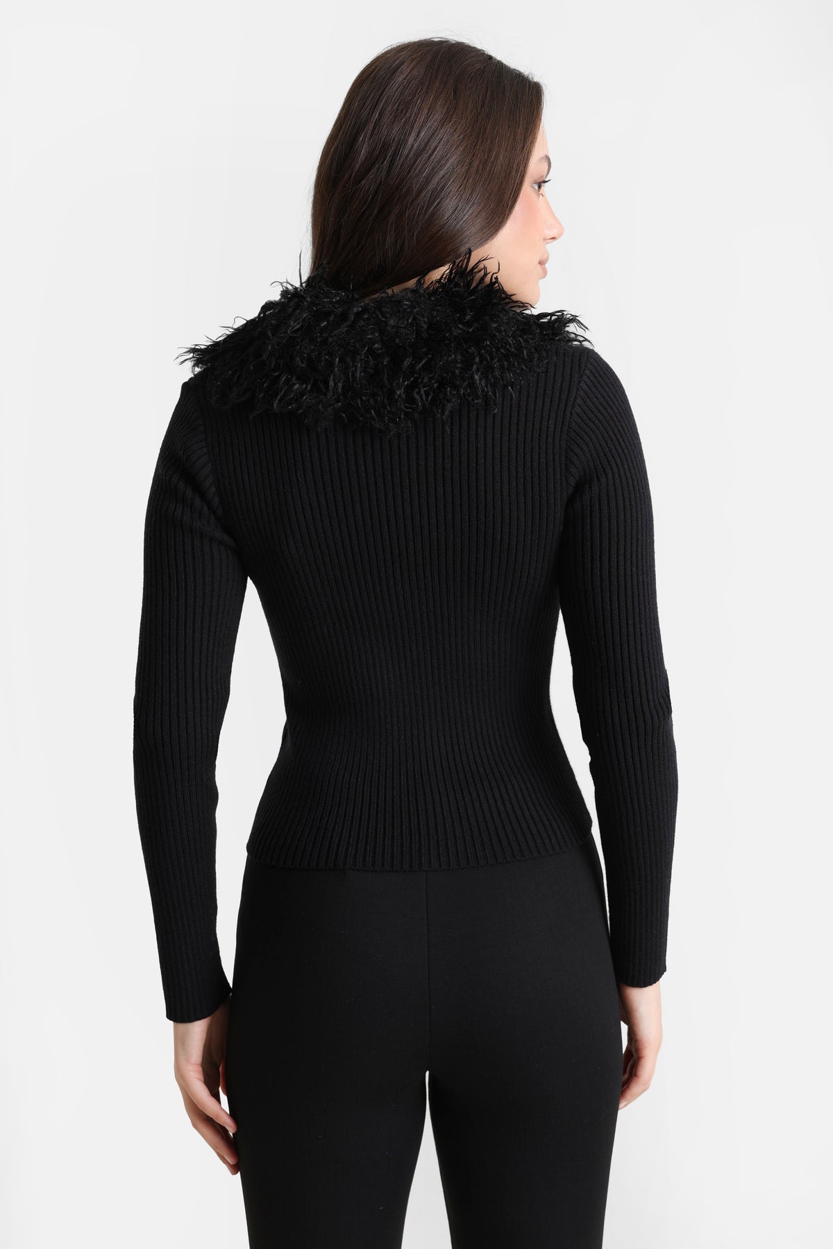 Giacca in maglia a coste - Nero