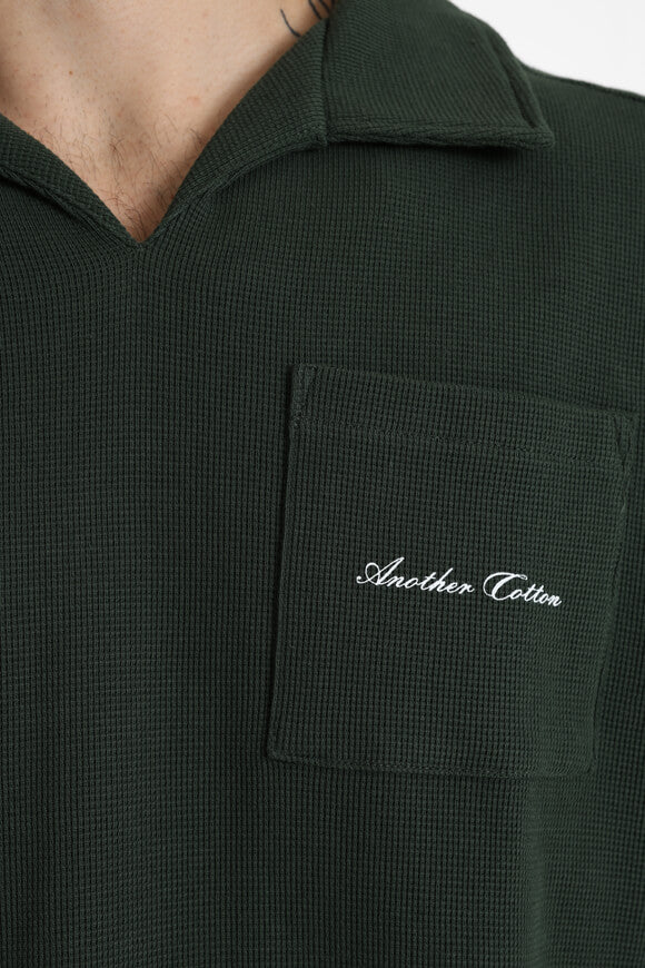 Oversize Poloshirt aus Waffelstoff - Bottle Green