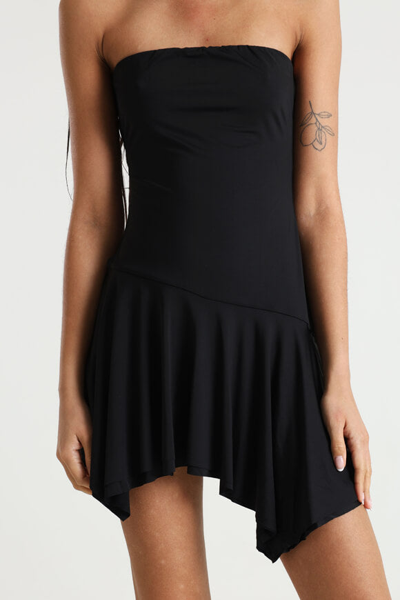 Bandeau mini dress with inner shorts - Black