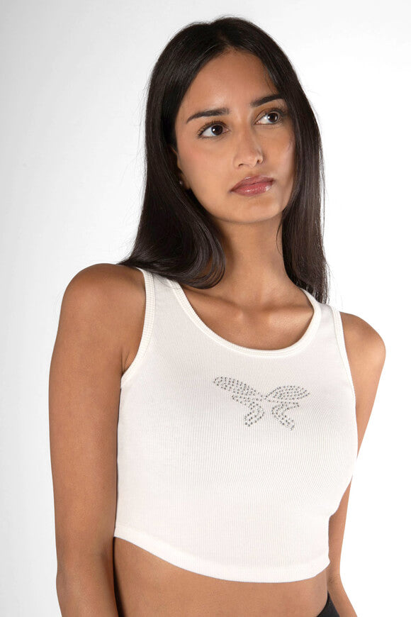 Ribbed crop tank top - Offwhite