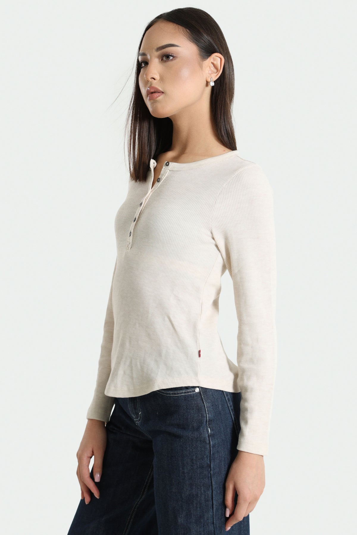 Langarmshirt aus Waffelstoff - Oatmeal Heather B0279 Bros