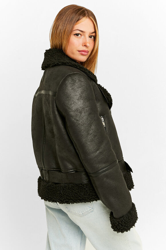 Veste oversize en shearling - Noir