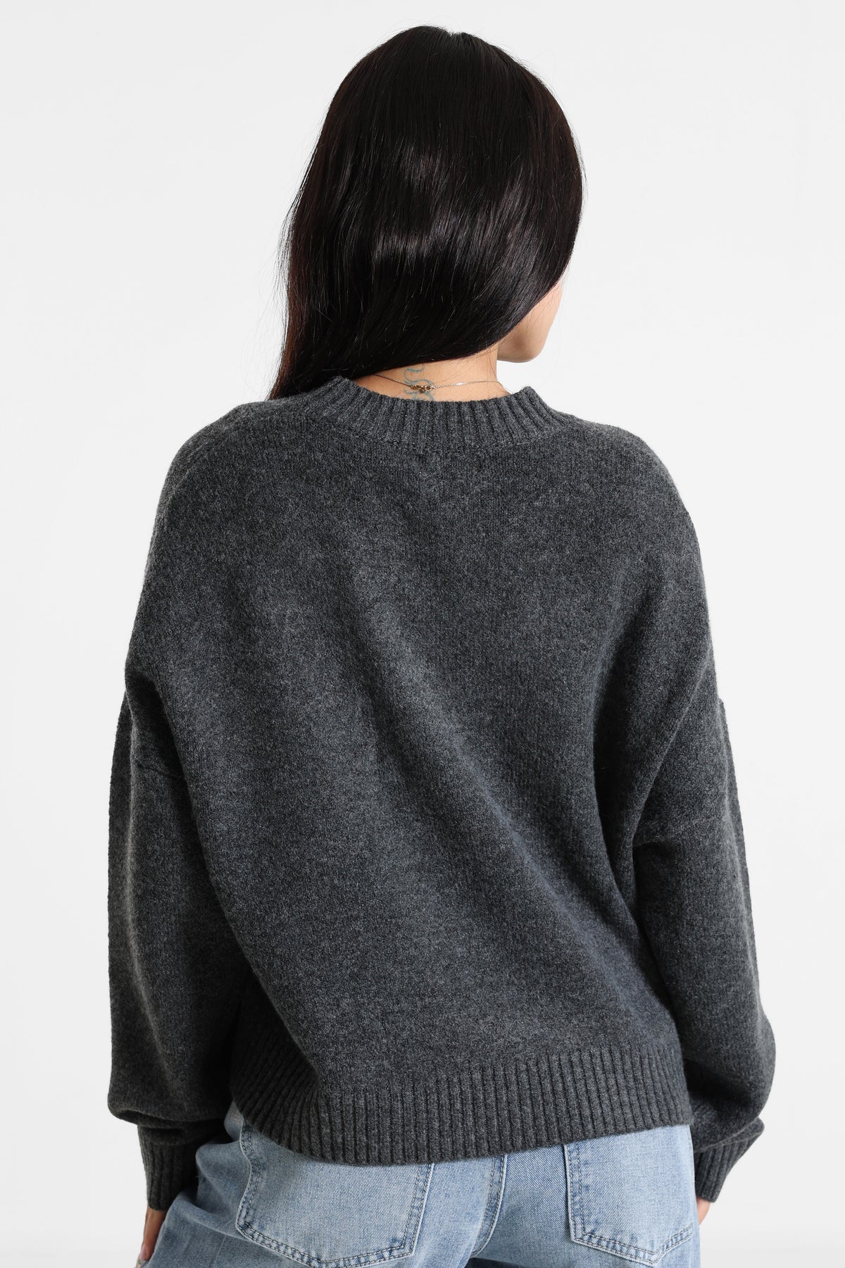 Loose knitted sweater - Anthracite chiné