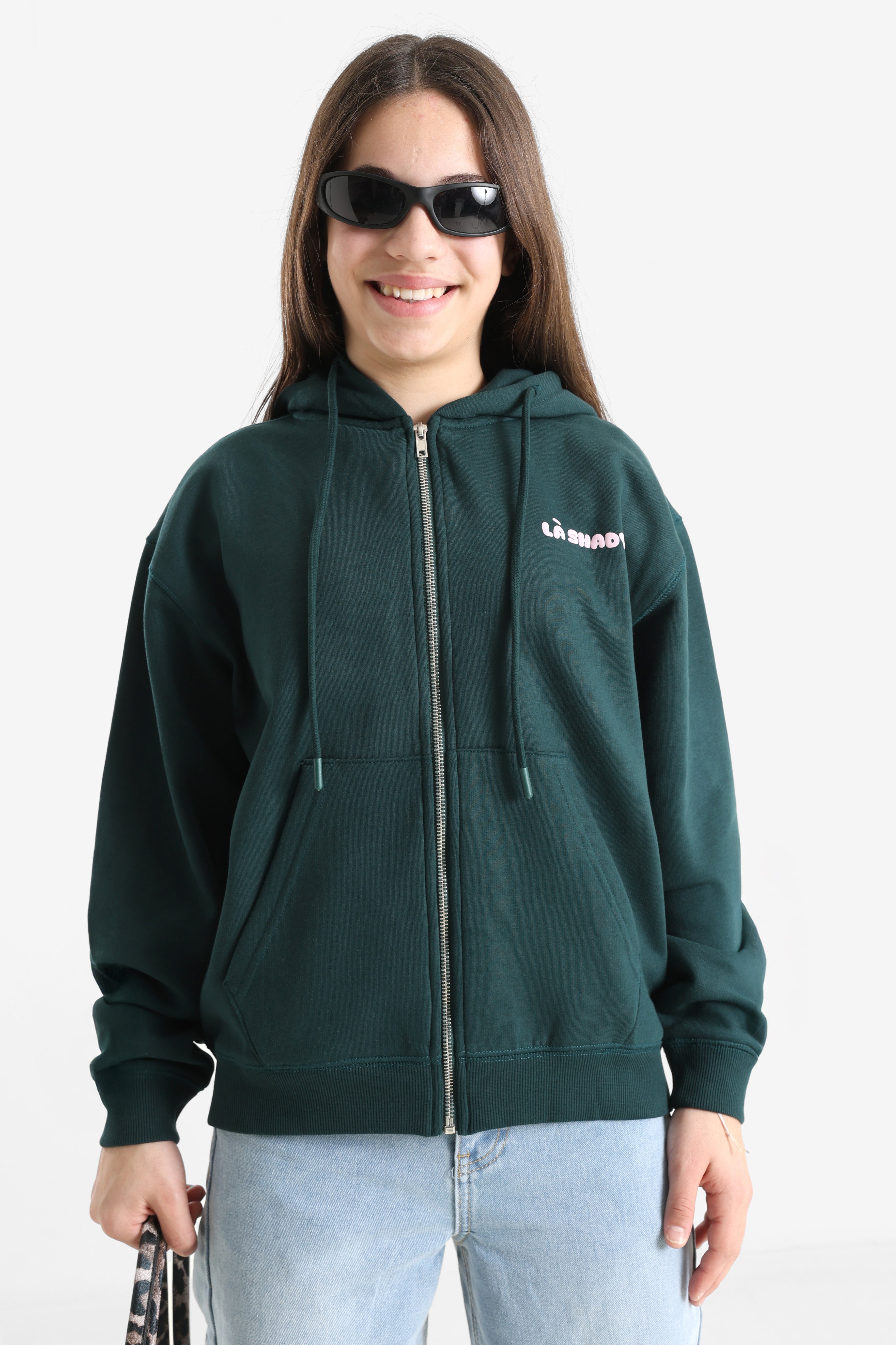 Kapuzensweatjacke - Dunkelgrün