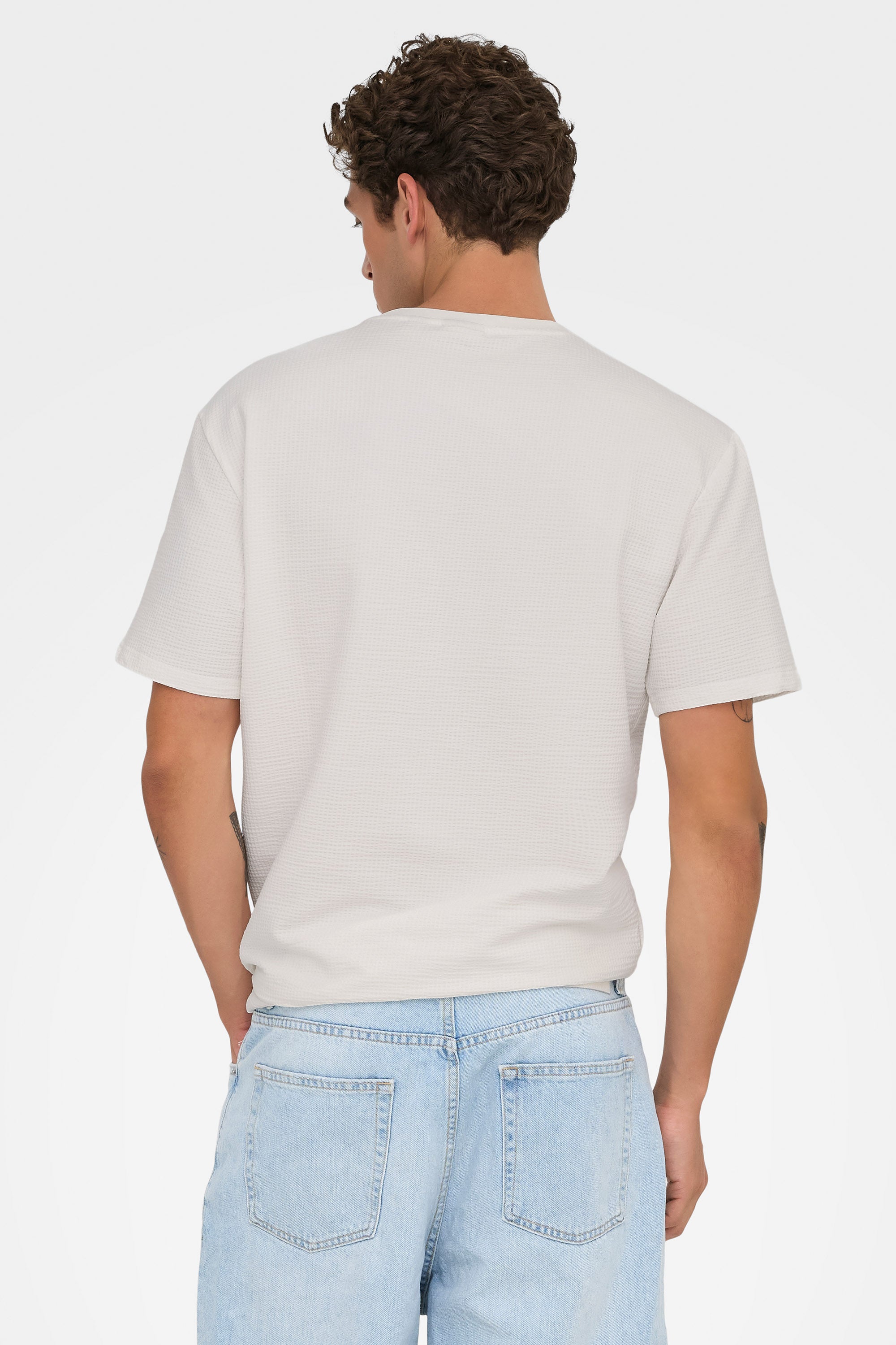 ONSKIAN t-shirt en tissu gaufré - Cloud Dancer