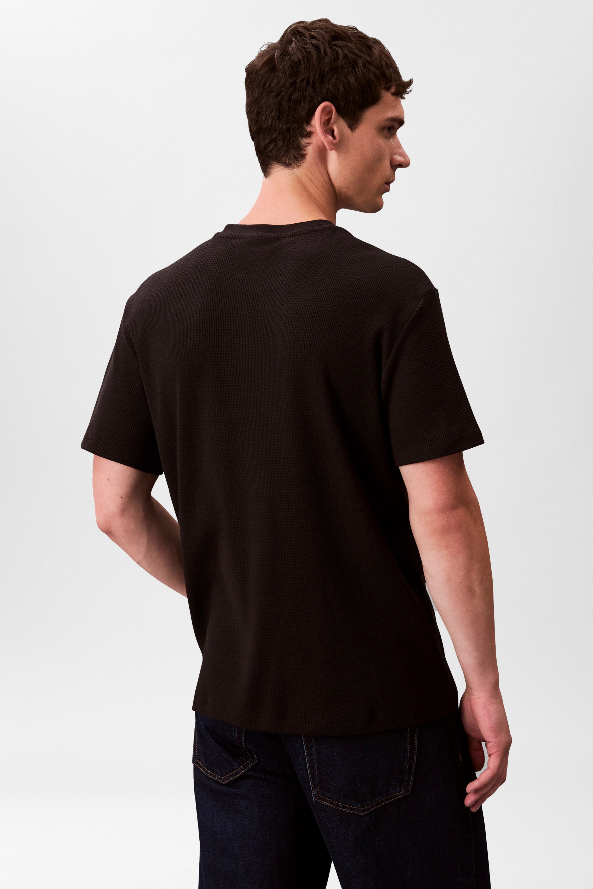 T-Shirt mit Waffelstruktur - Black