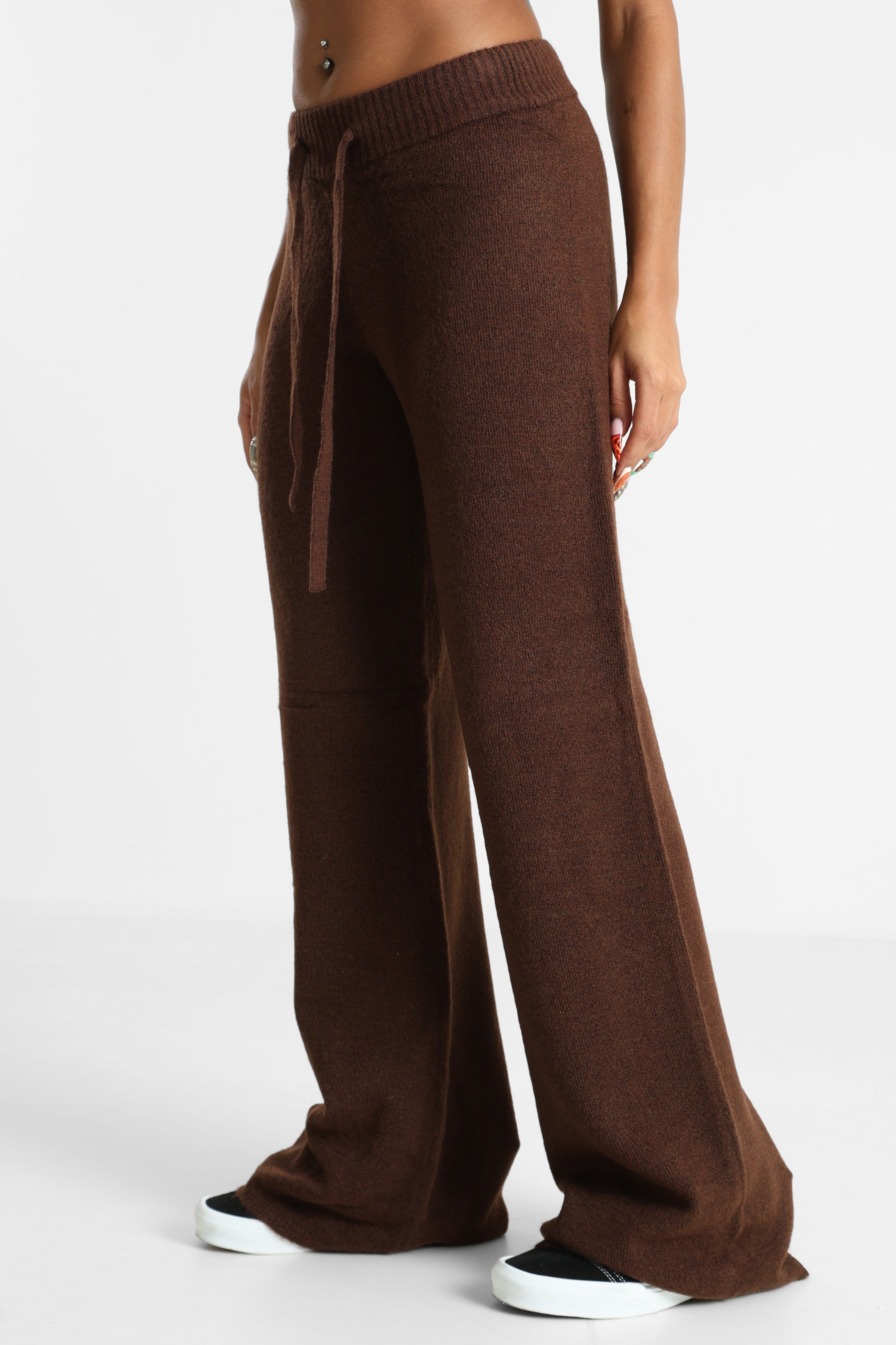 Pantalon en tricot - Brun foncé