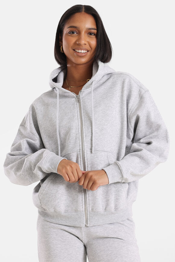 Hooded sweat jacket - mottled gray