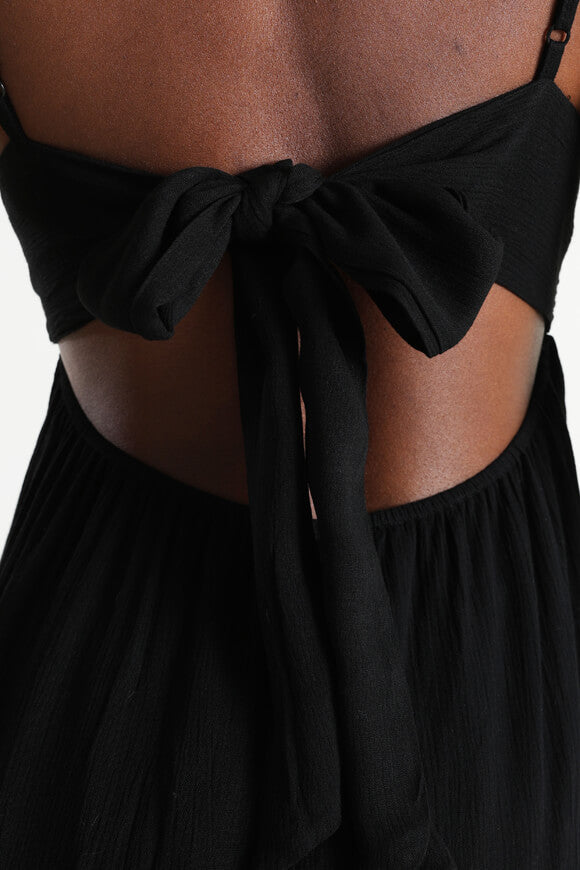 Mini dress with crochet details - black