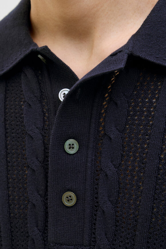 JPRBLAMASON Oversize Strick Poloshirt - Night Sky