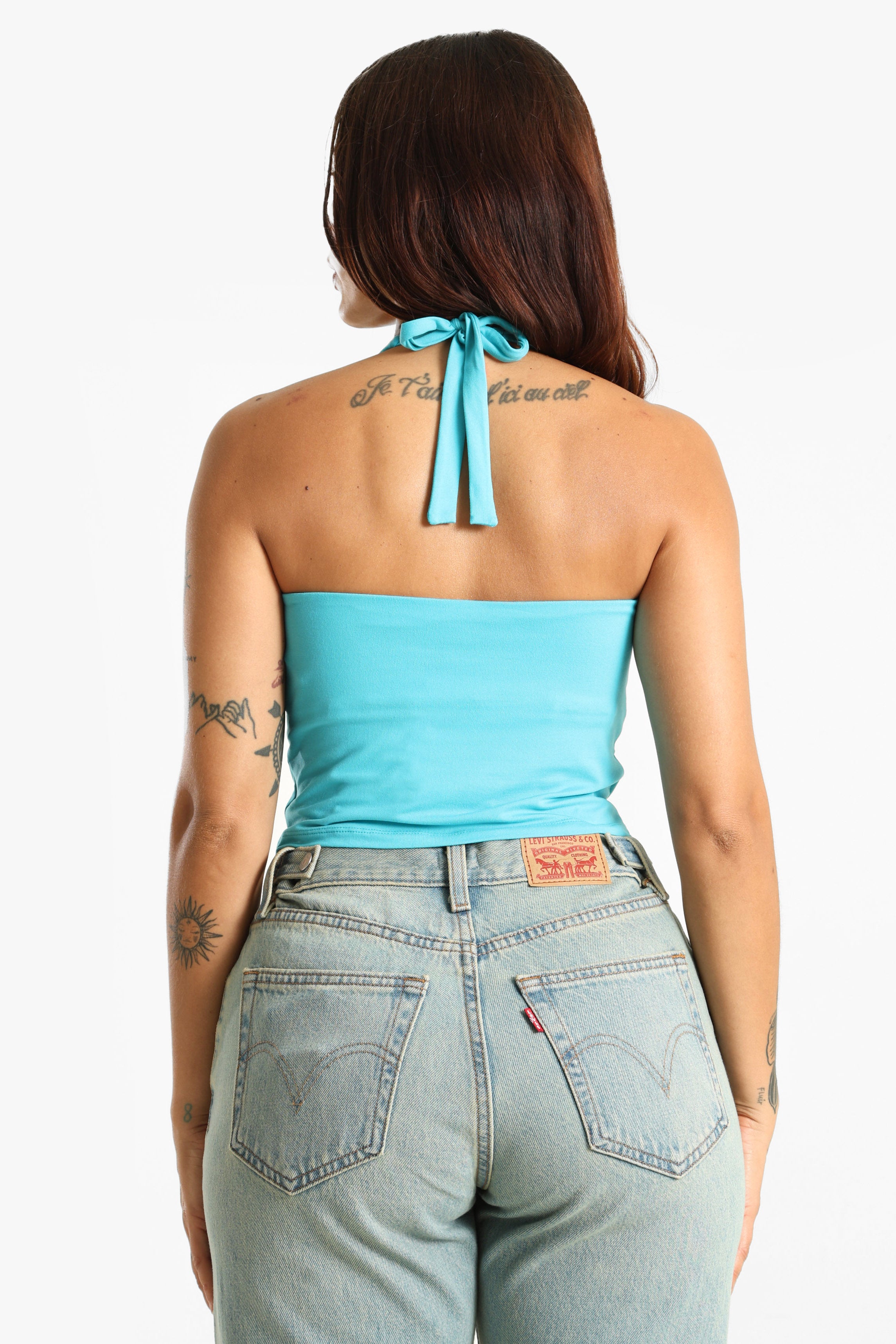 Top court dos nu - Turquoise
