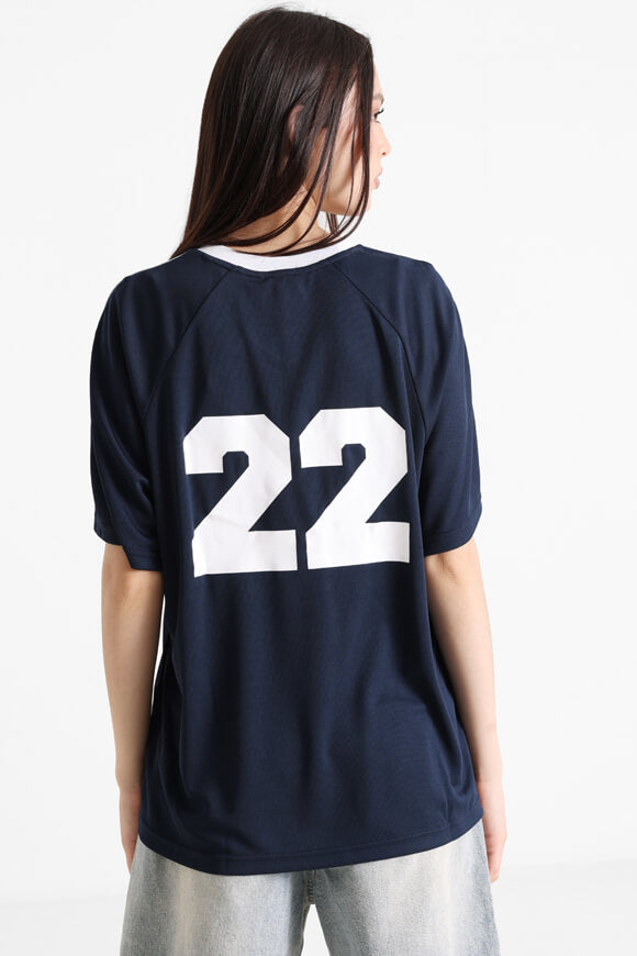 Mesh Oversize T-Shirt - Navy + Weiss