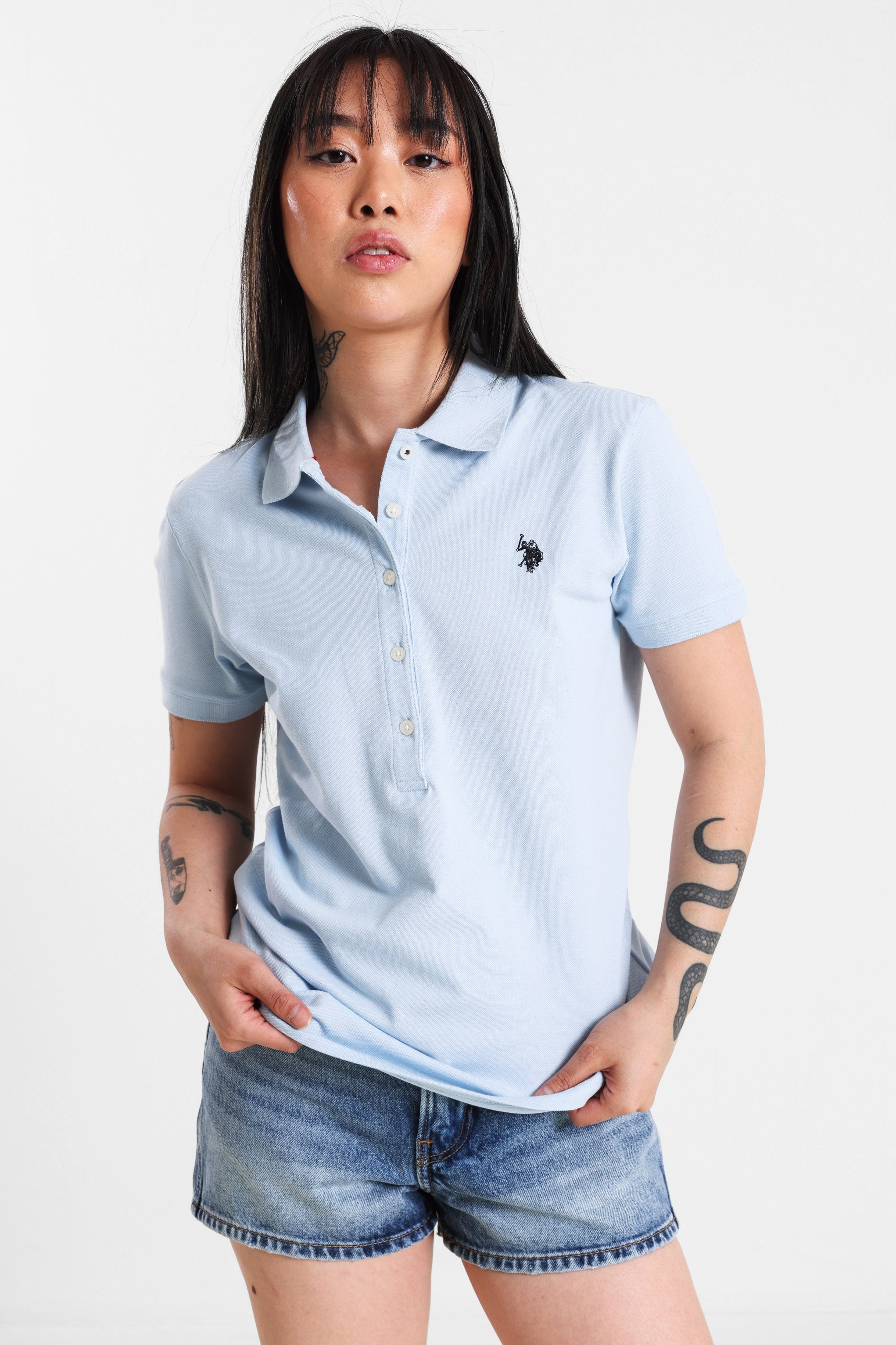 Poloshirt - Light Blue + Black