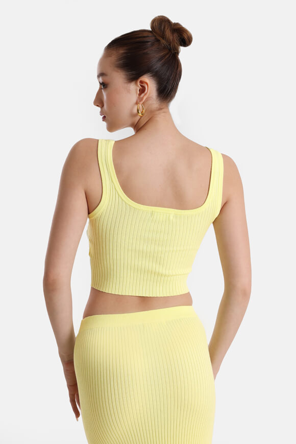Ribbed crop knit top - yellow