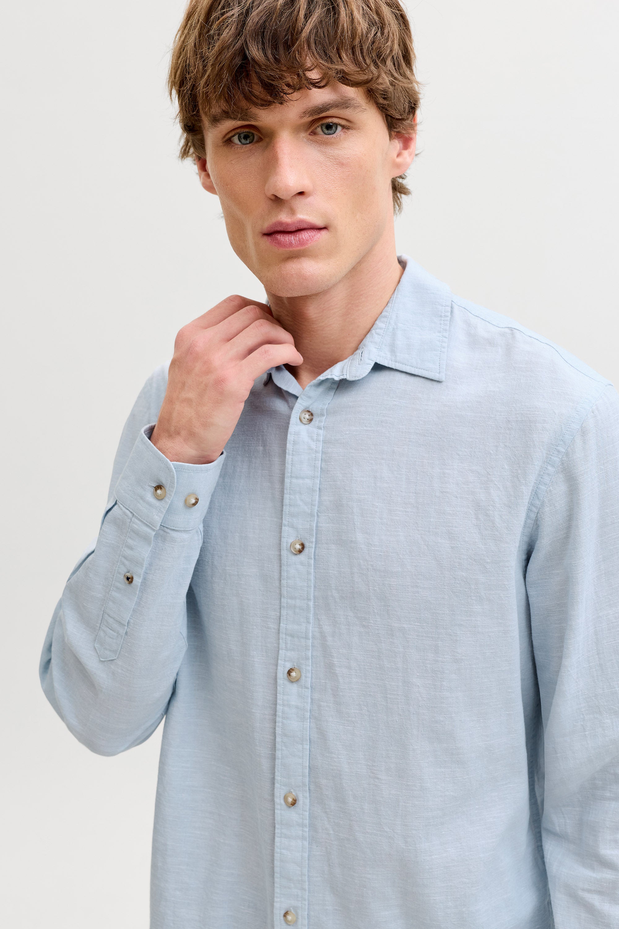 JJESUMMER Leinenhemd - Celestial Blue