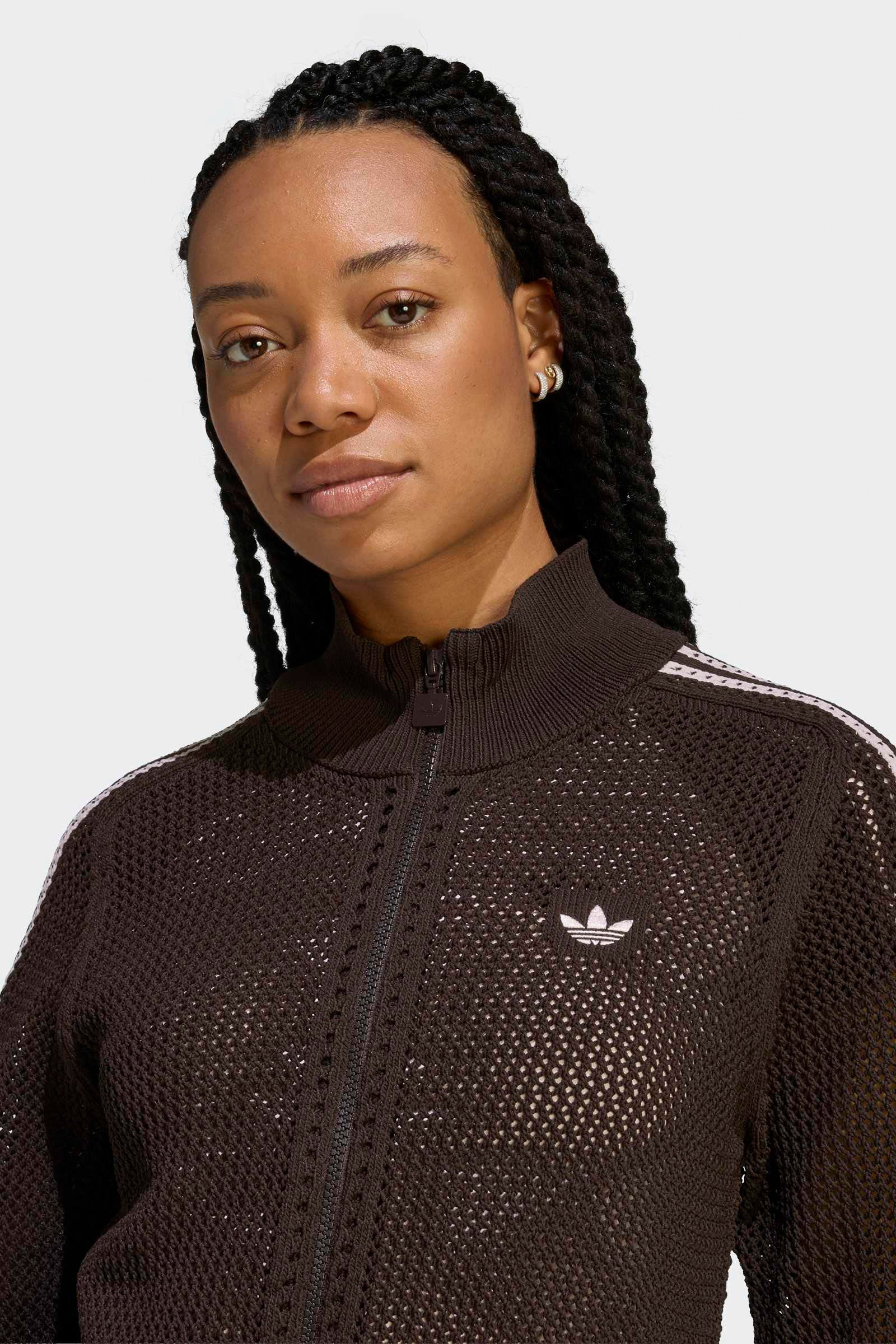 Crochet track jacket - Aurora Coffee