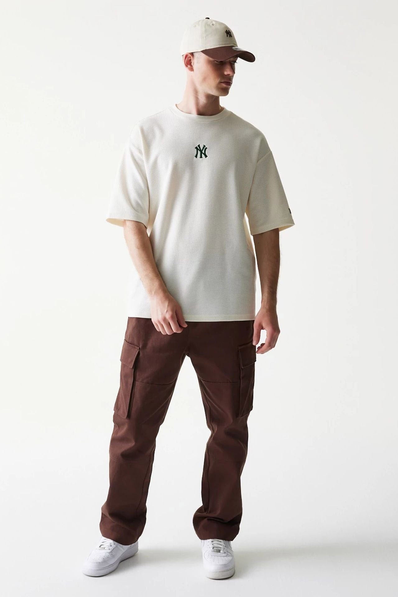 T-Shirt mit Waffelstruktur - Off White