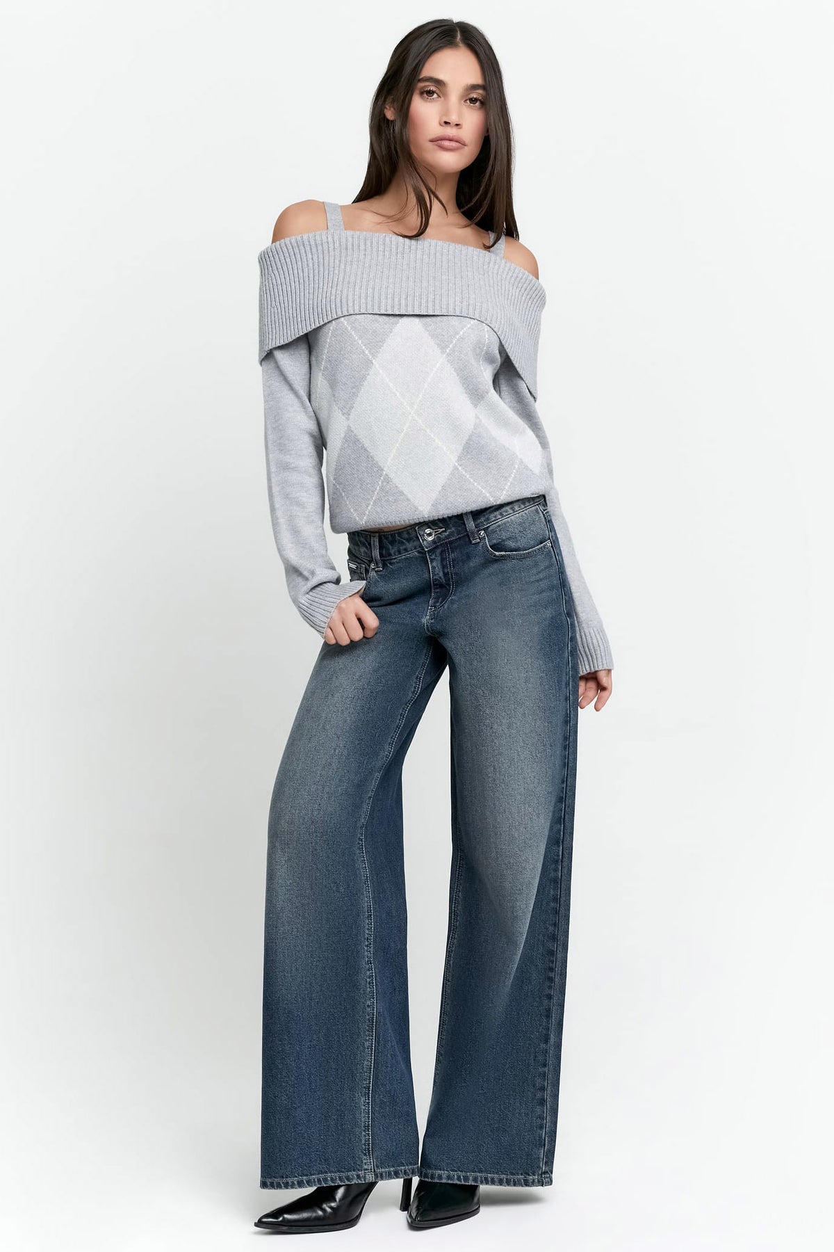 Wide Leg Jeans - Dark Blue Used