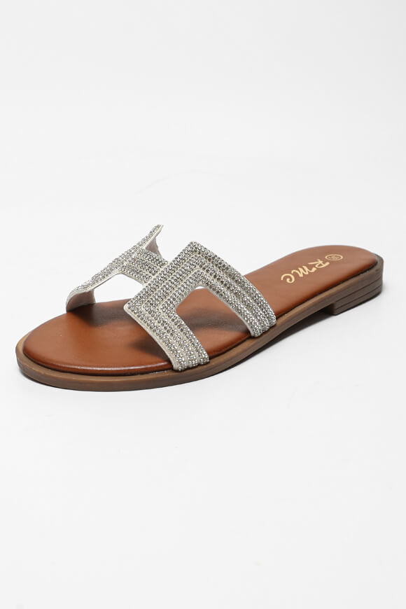 Pantoletten mit Strass - White