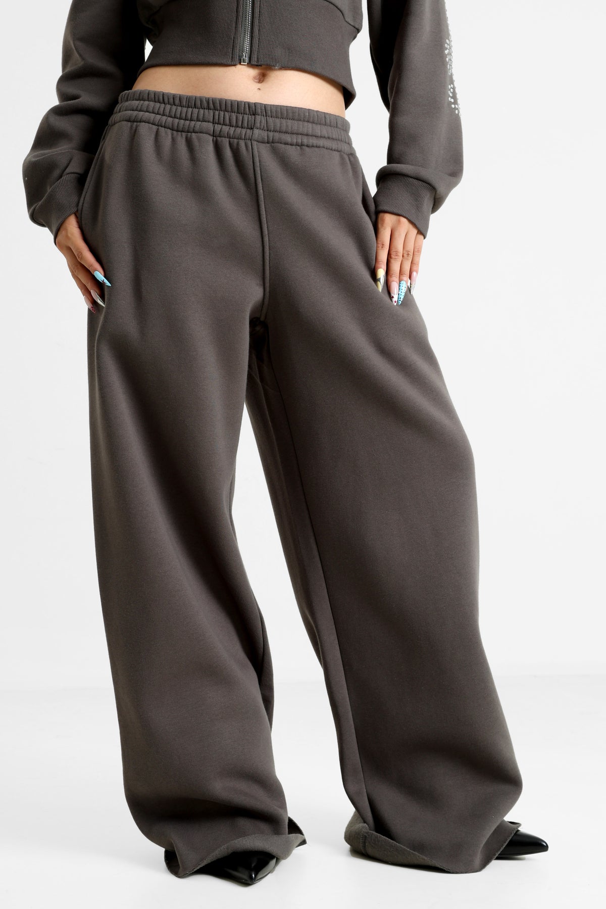 Wide-leg sweatpants - Dark Grey