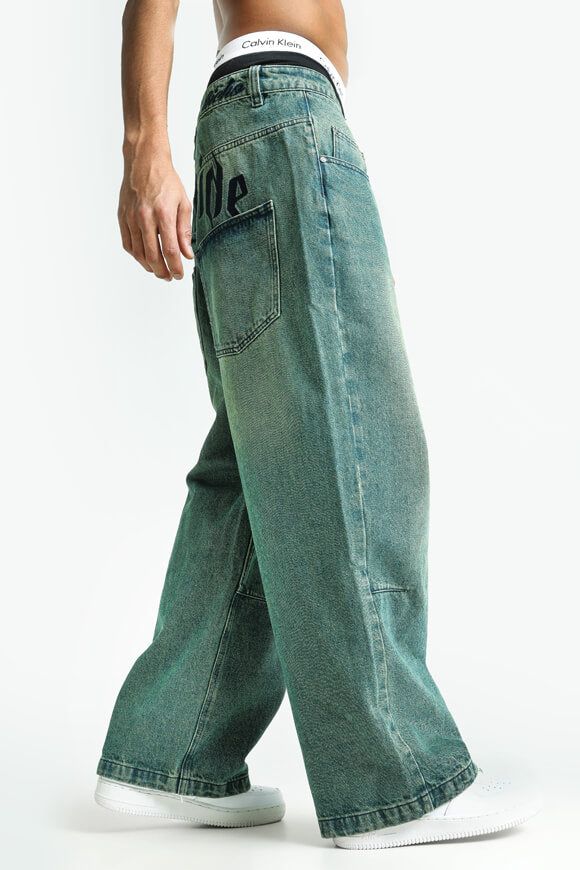 Jeans baggy - Tinta blu-verde