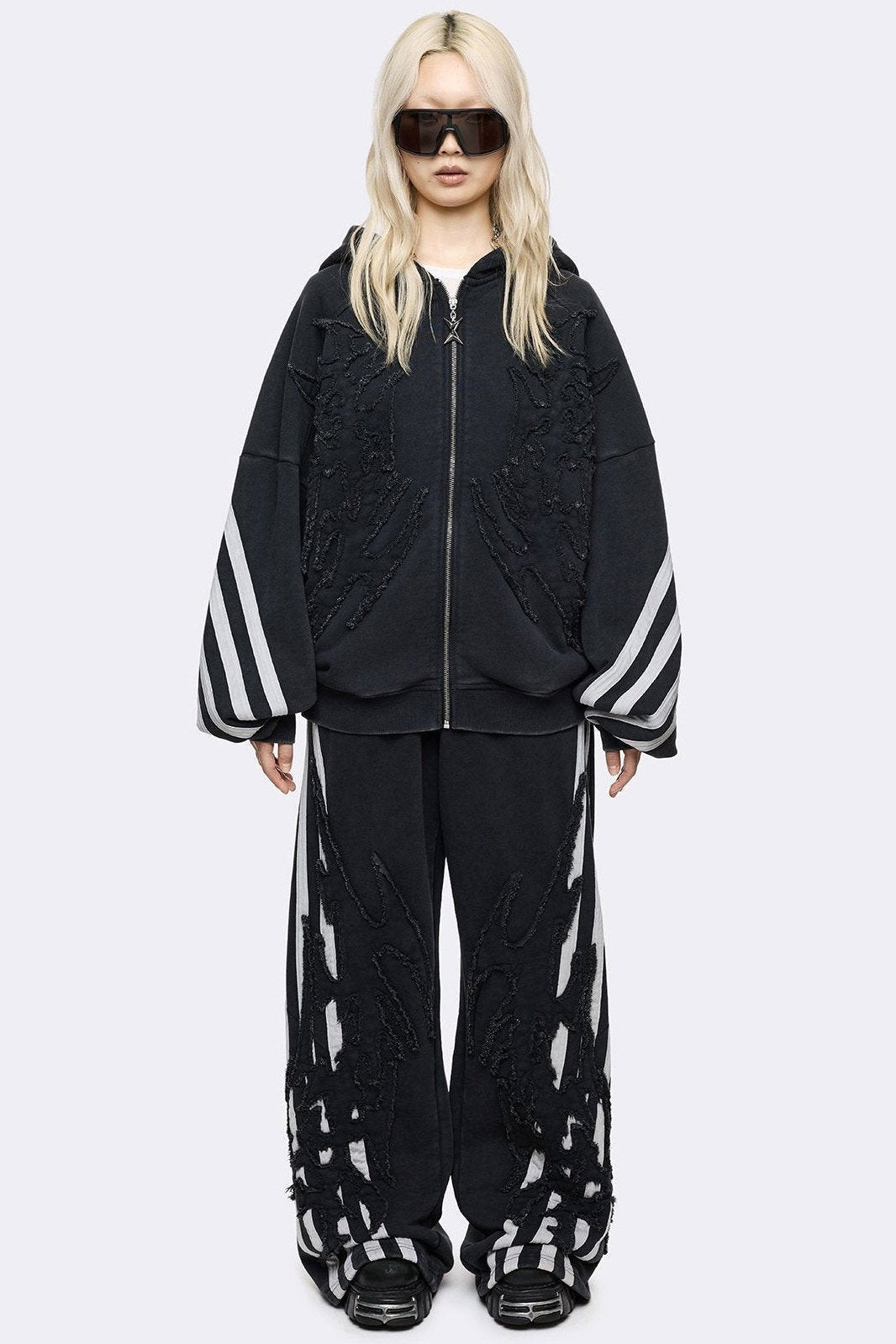Dub Oversize Kapuzensweatjacke - Black Washed