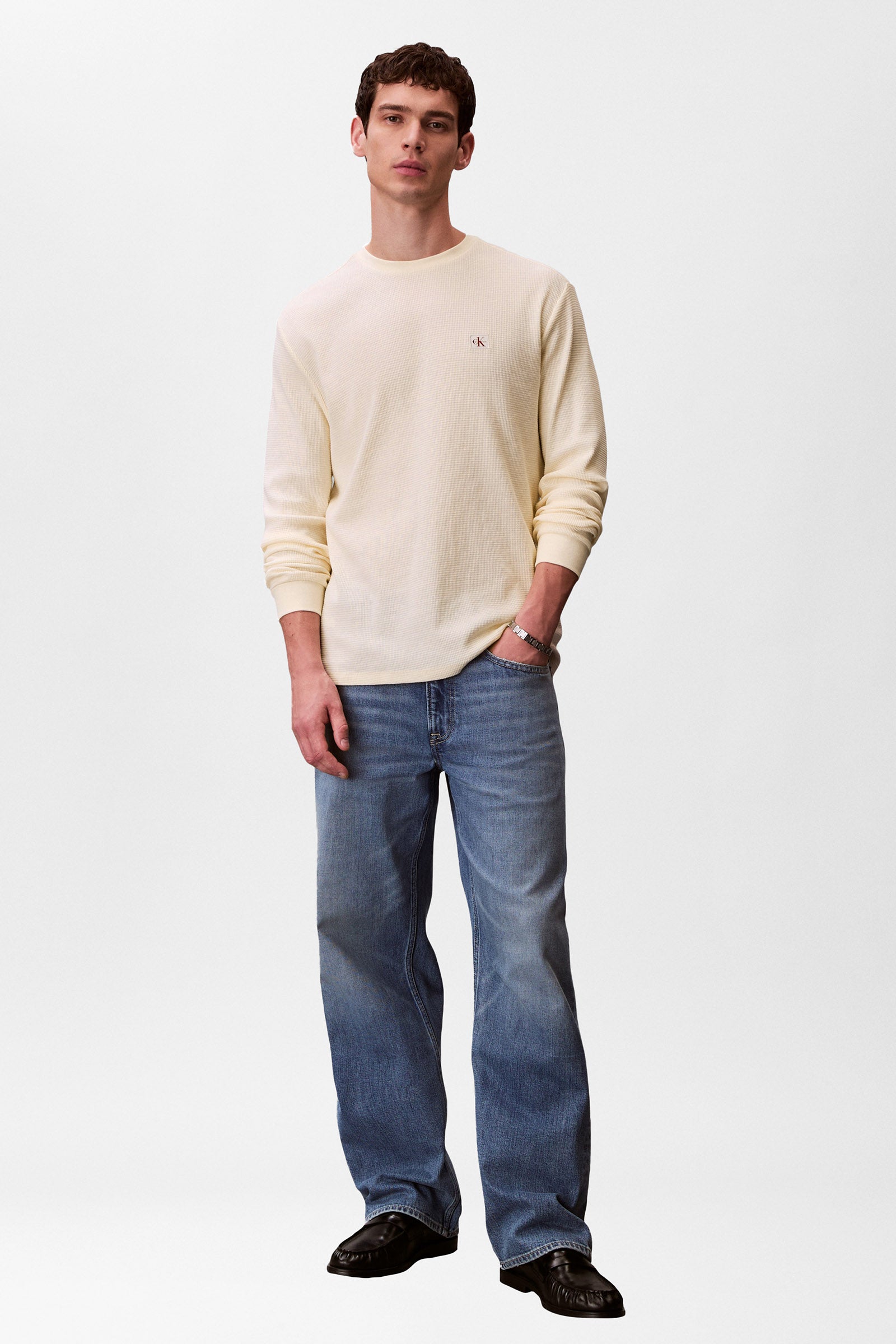 Langarmshirt mit Waffelstruktur - Calico