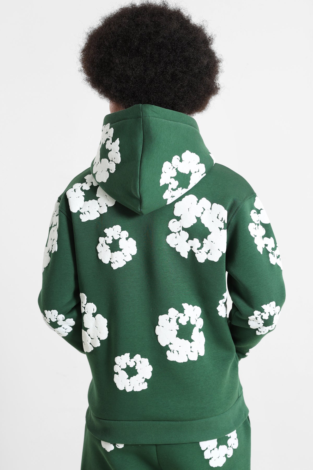 Sweat zippé à capuchon - Forest Green + White