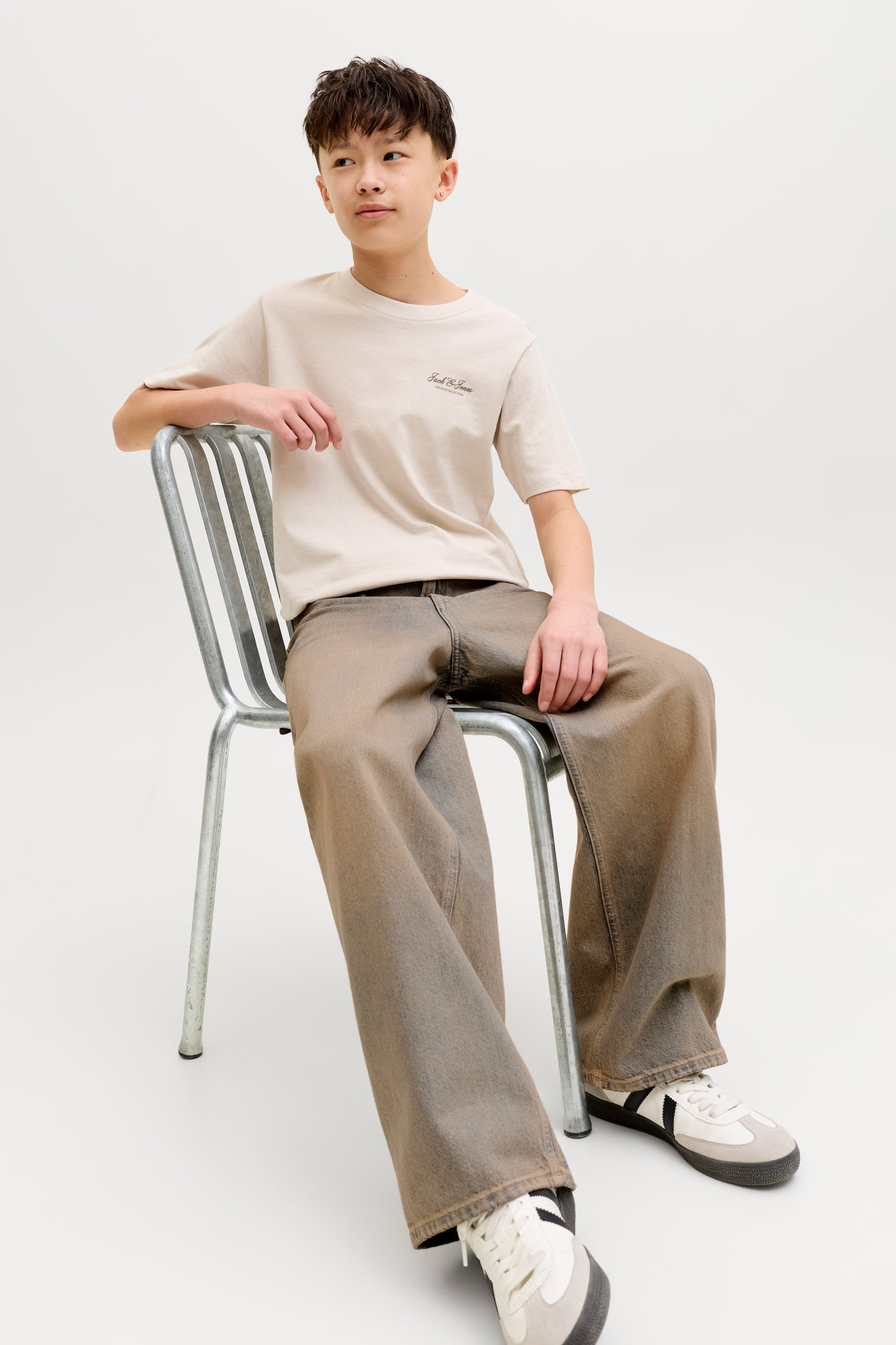 JJIDAVE Wide Fit Jeans - Blue/Brown