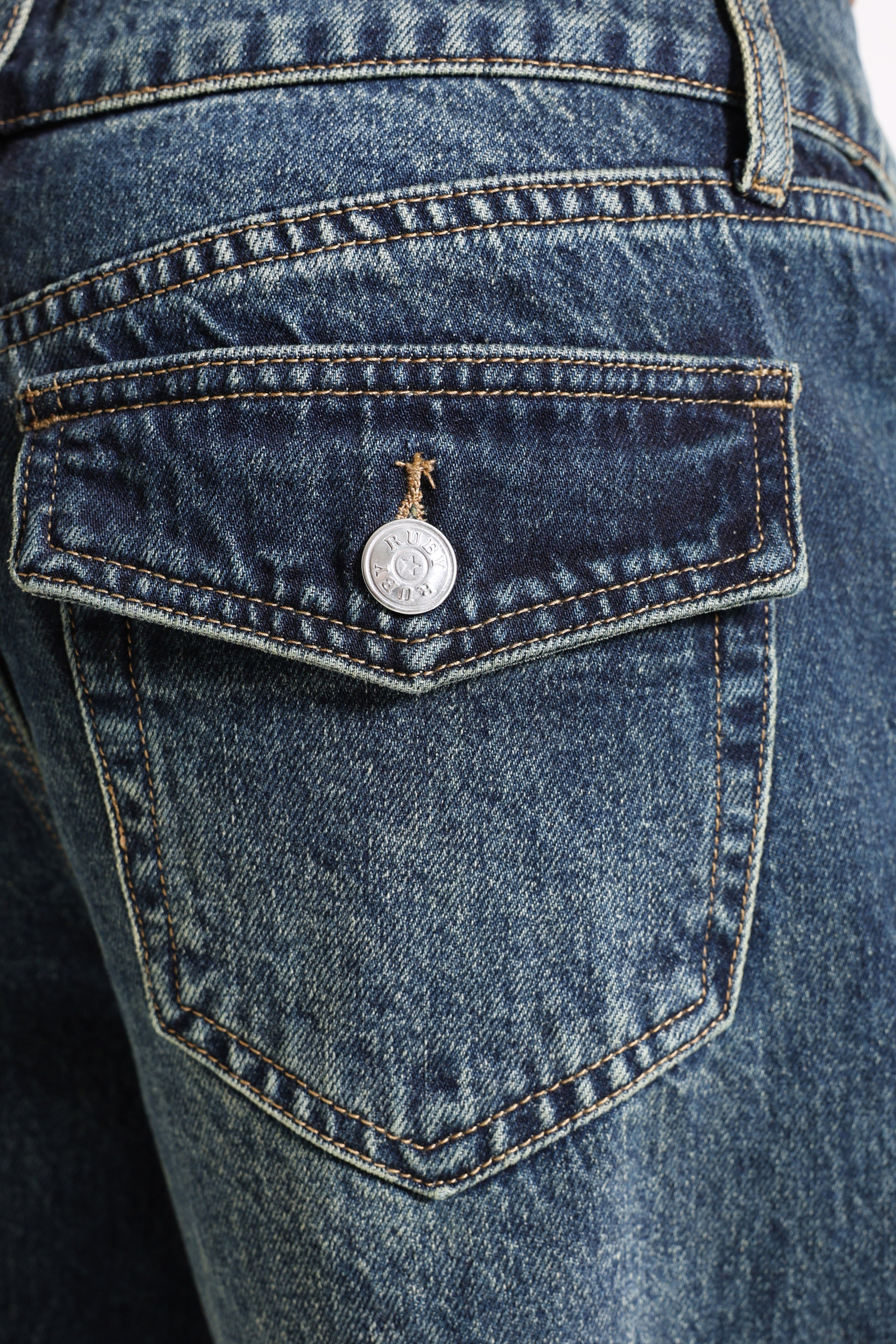 Jeans a taglio dritto - Bleu foncé délavé