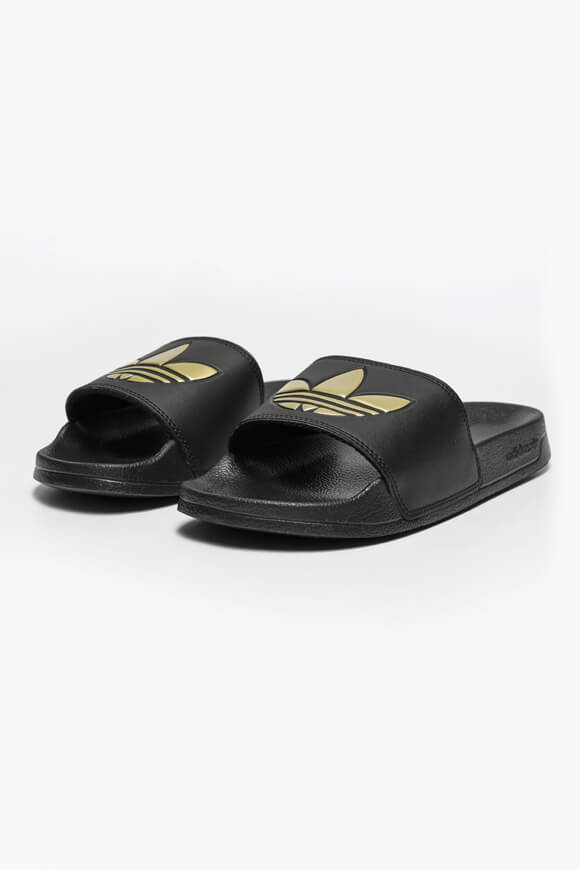 Adilette Pantoletten - Black + Gold Metallic