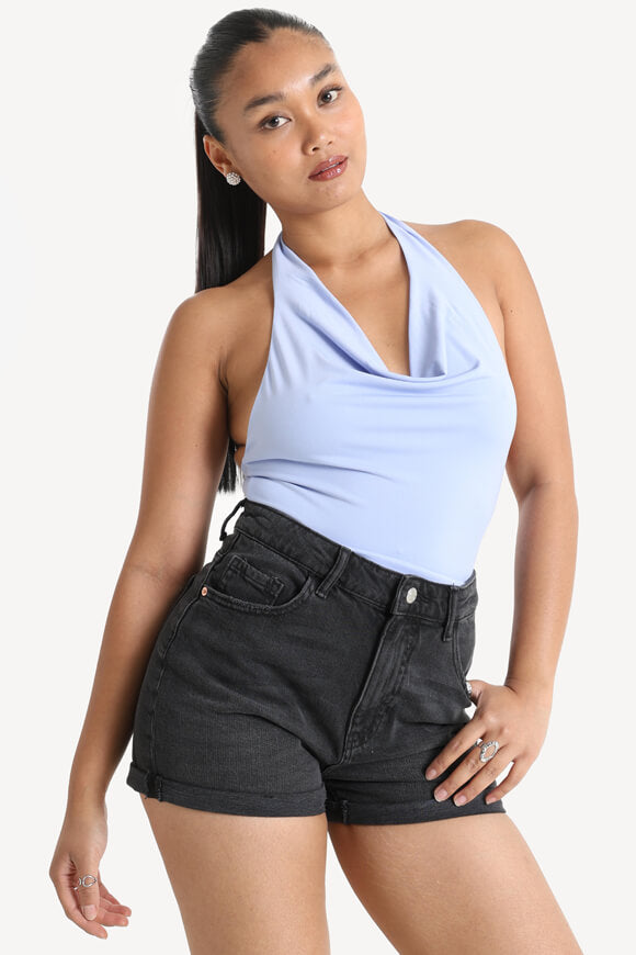 Halter neck bodysuit - blue/purple