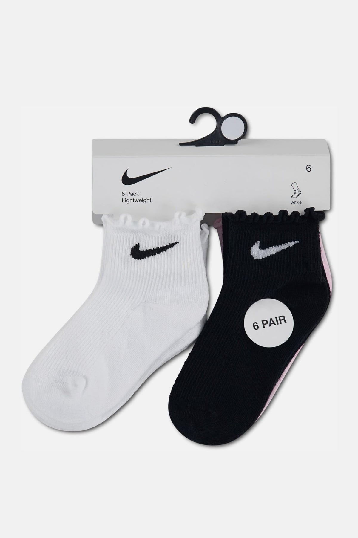 Set of 6 pairs of baby socks - White + Black + Pink