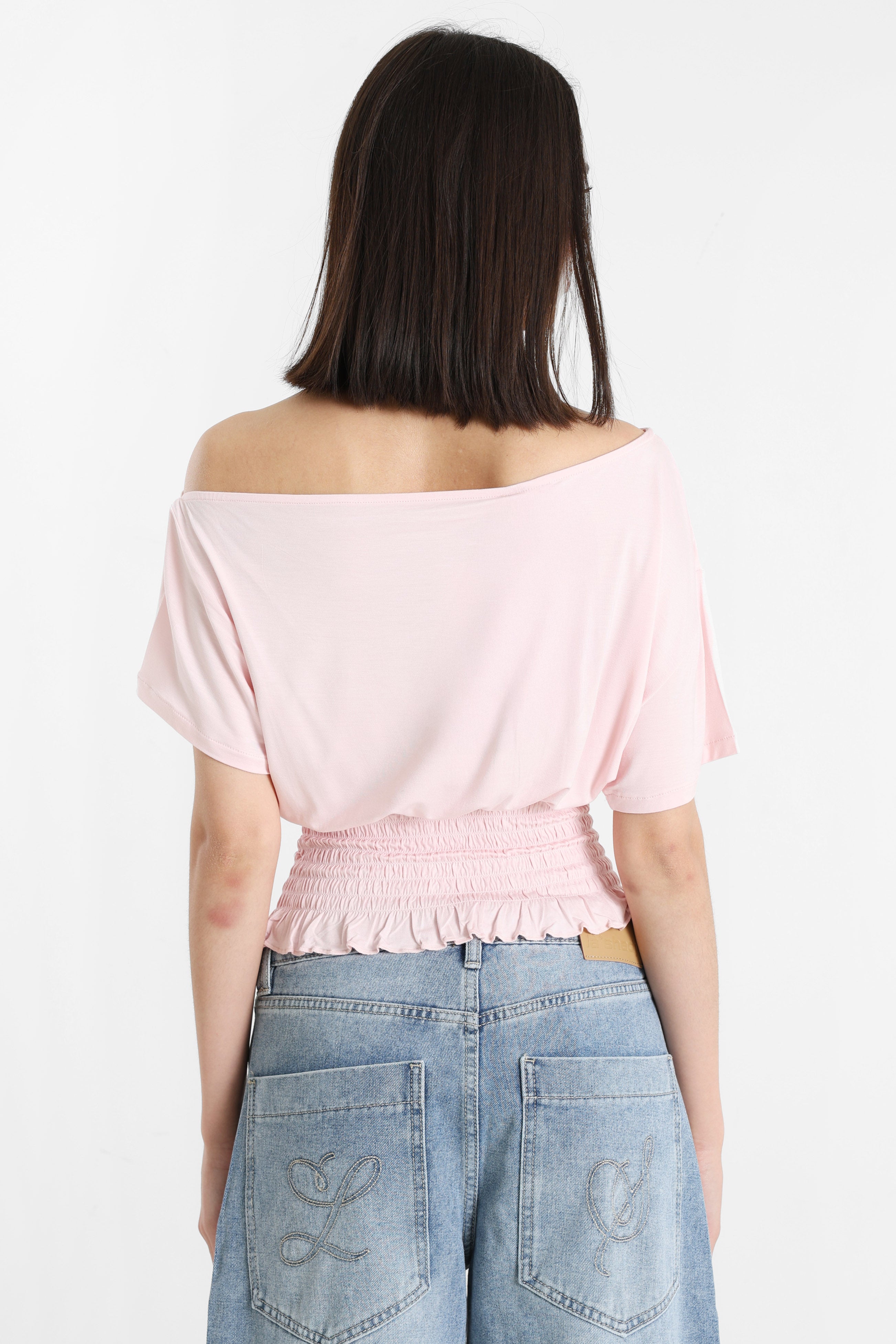 T-Shirt one shoulder - Rose