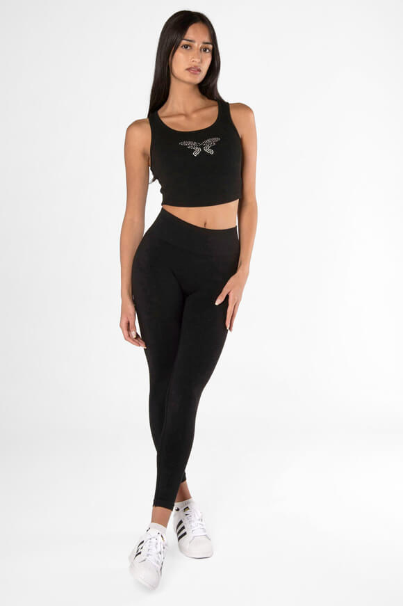 Ribbed crop tank top - Black