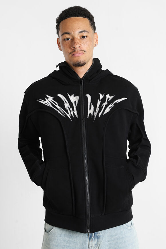 Kapuzensweatjacke - Schwarz