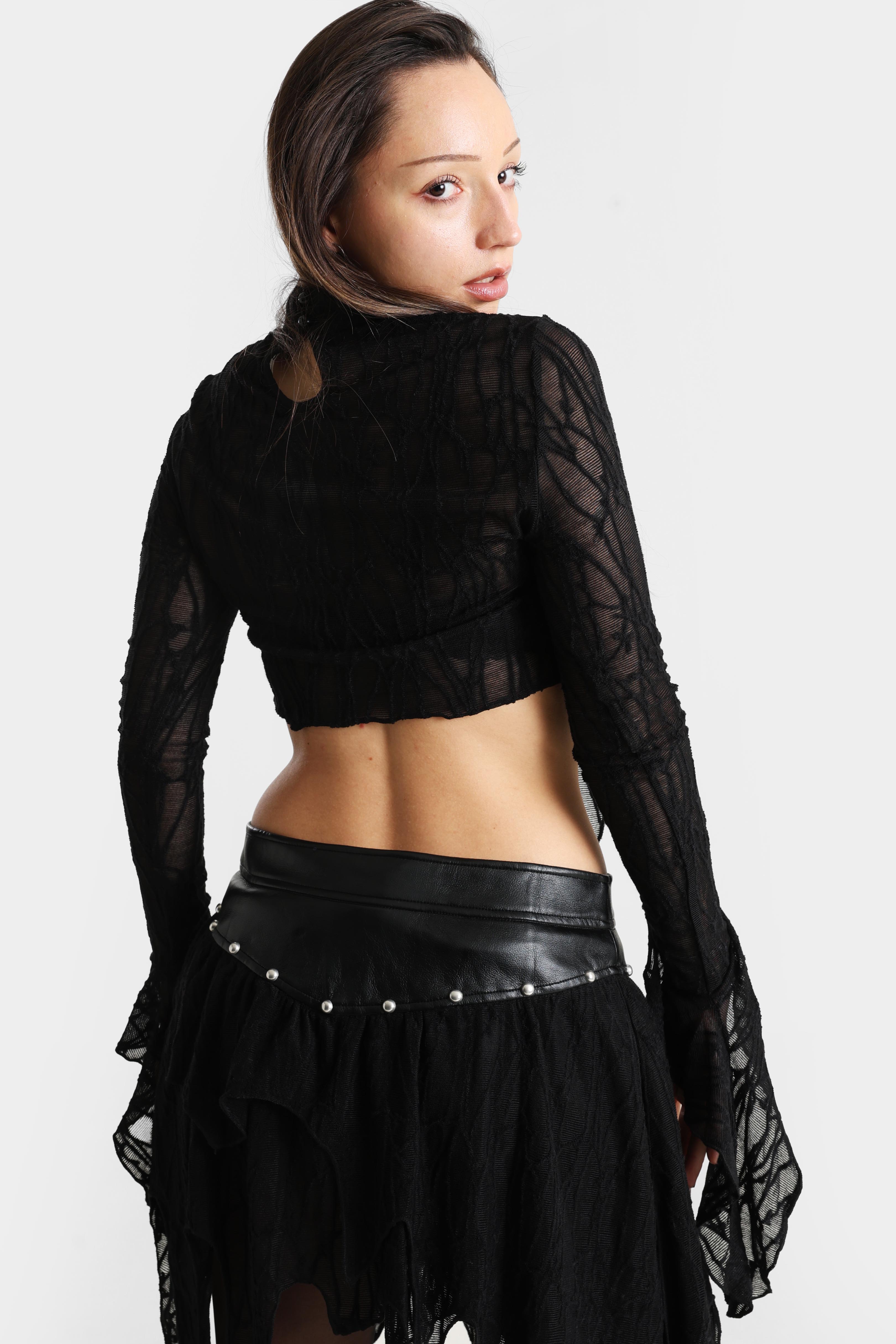 Camicia a maniche lunghe Abyssia Mesh - Nero