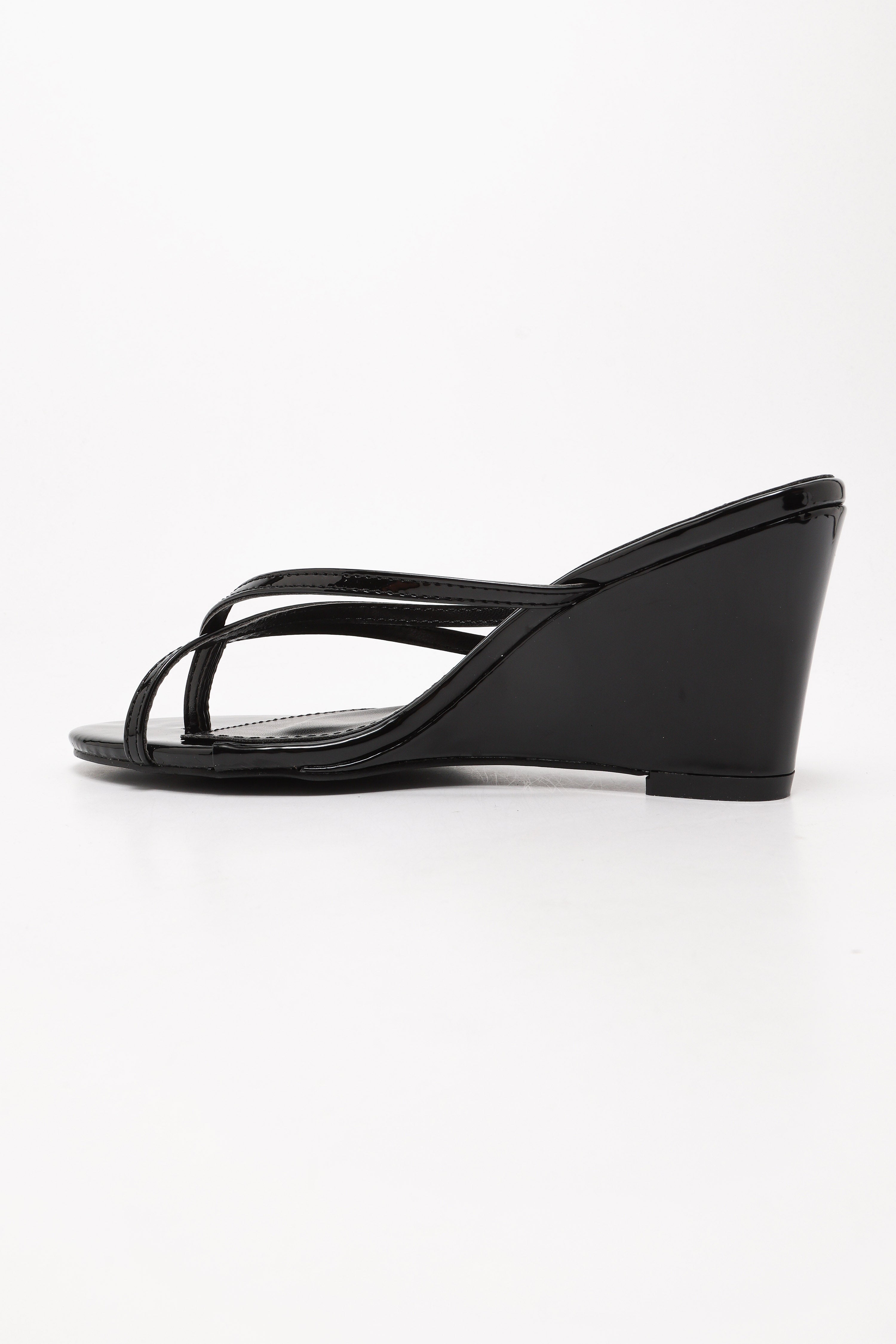 Patent leather wedge mules - Black