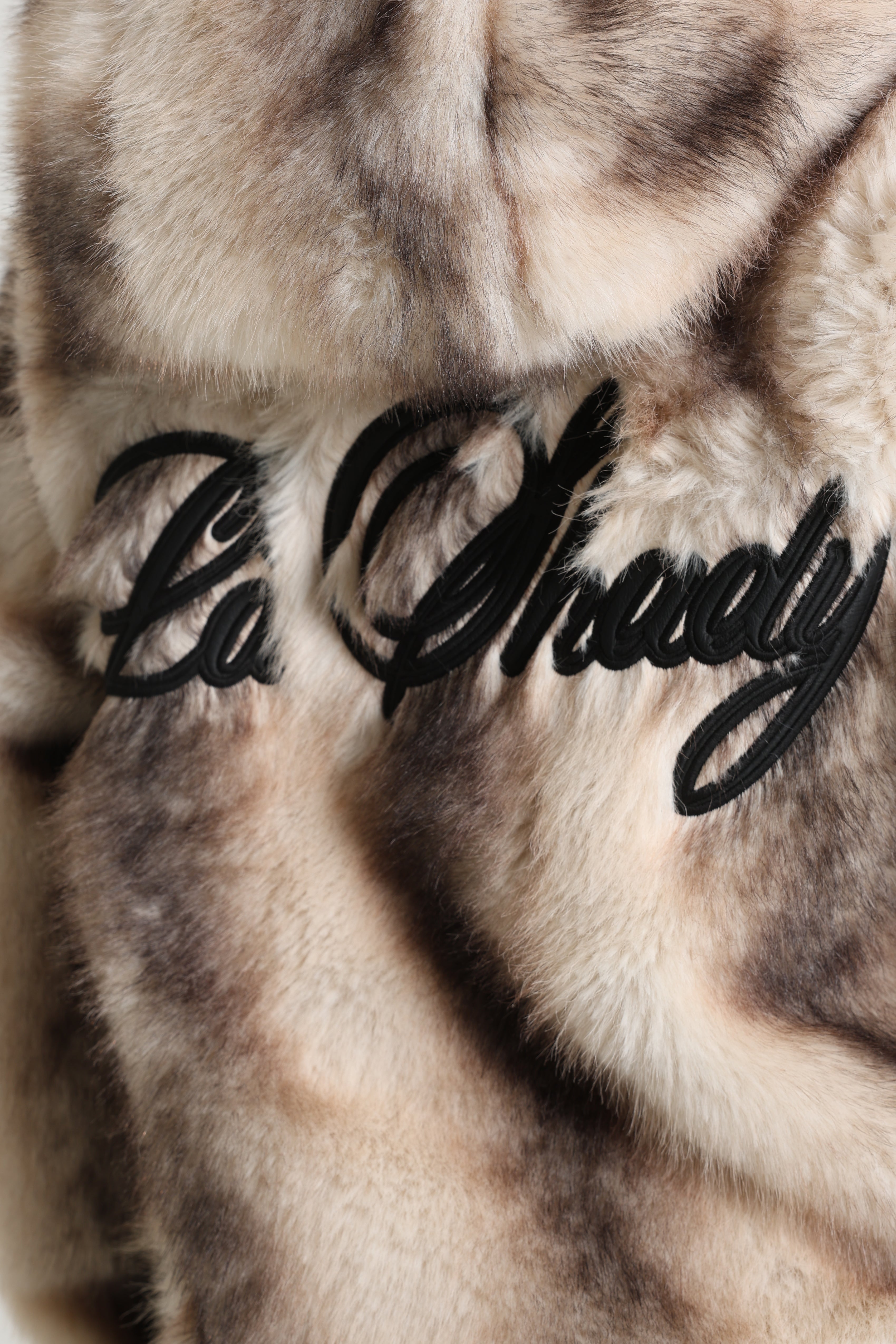 Oversize Kunstpelzjacke - Hellbeige + Braun