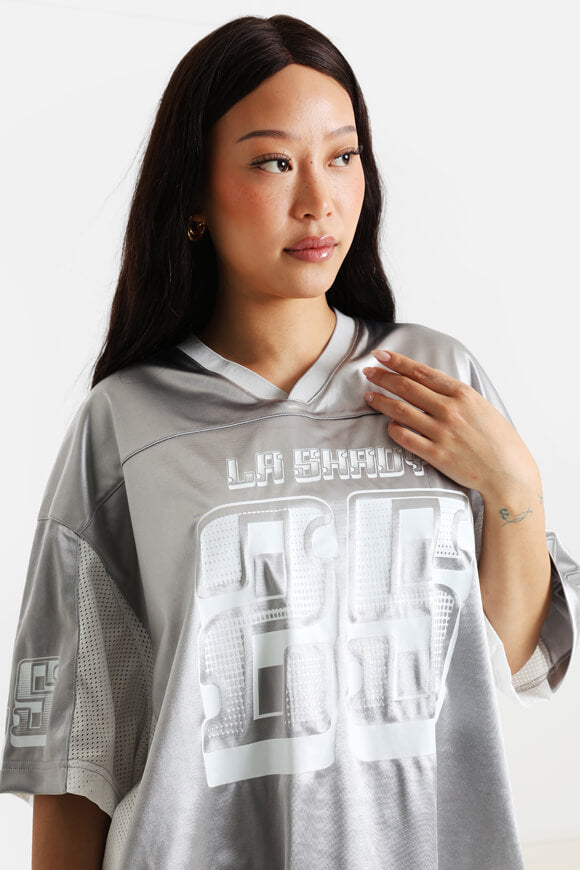 Satin Oversize T-Shirt - Silber