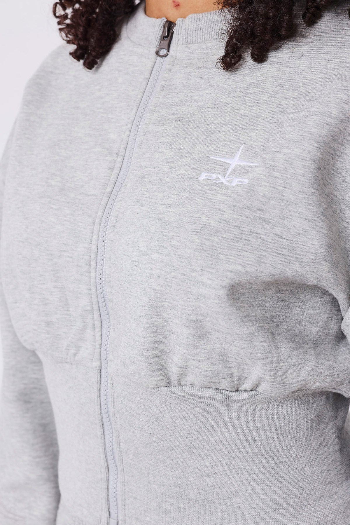 Crop Trainingsjacke - Light Grey Heather