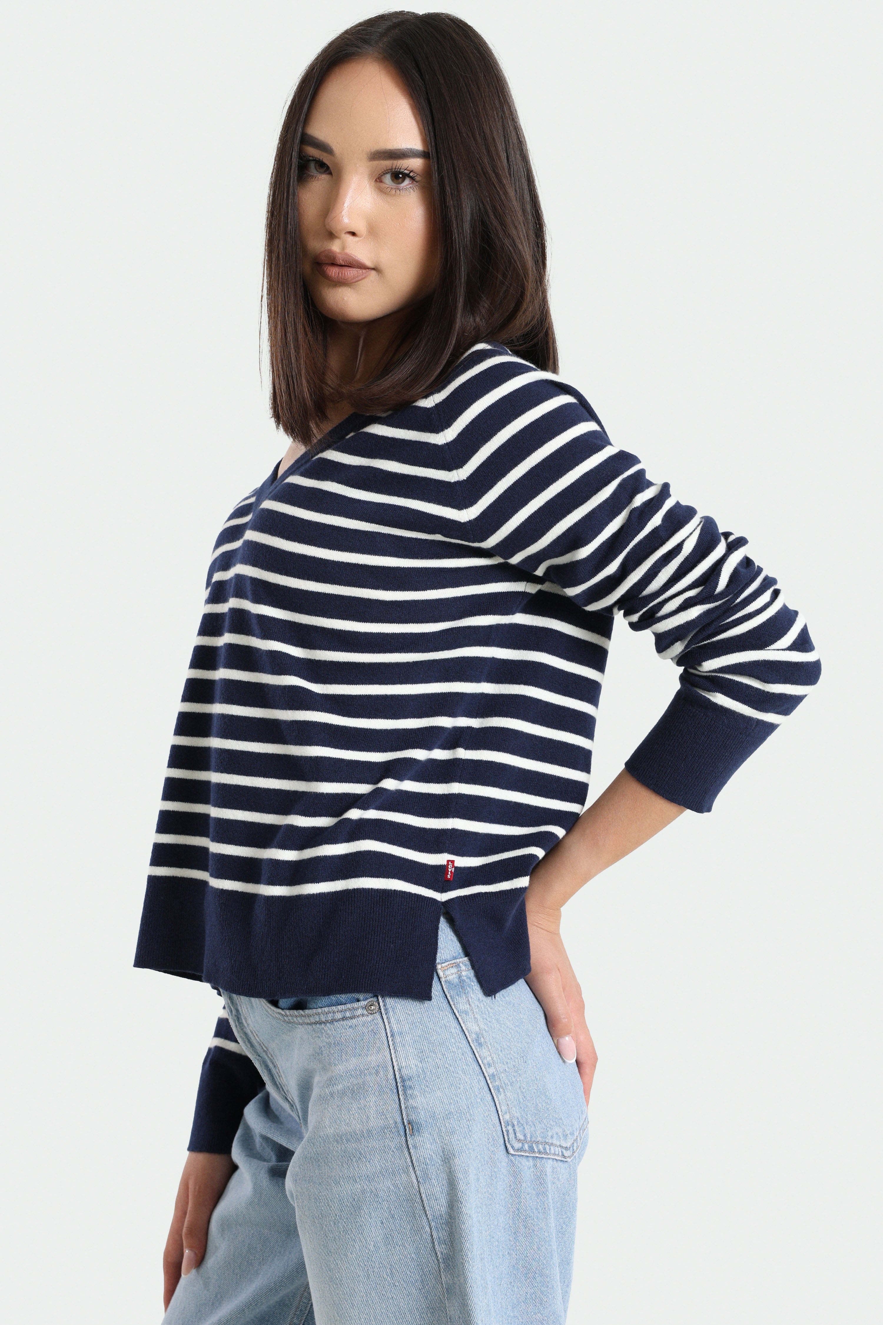Knitted sweater - Dark Navy + Offwhite