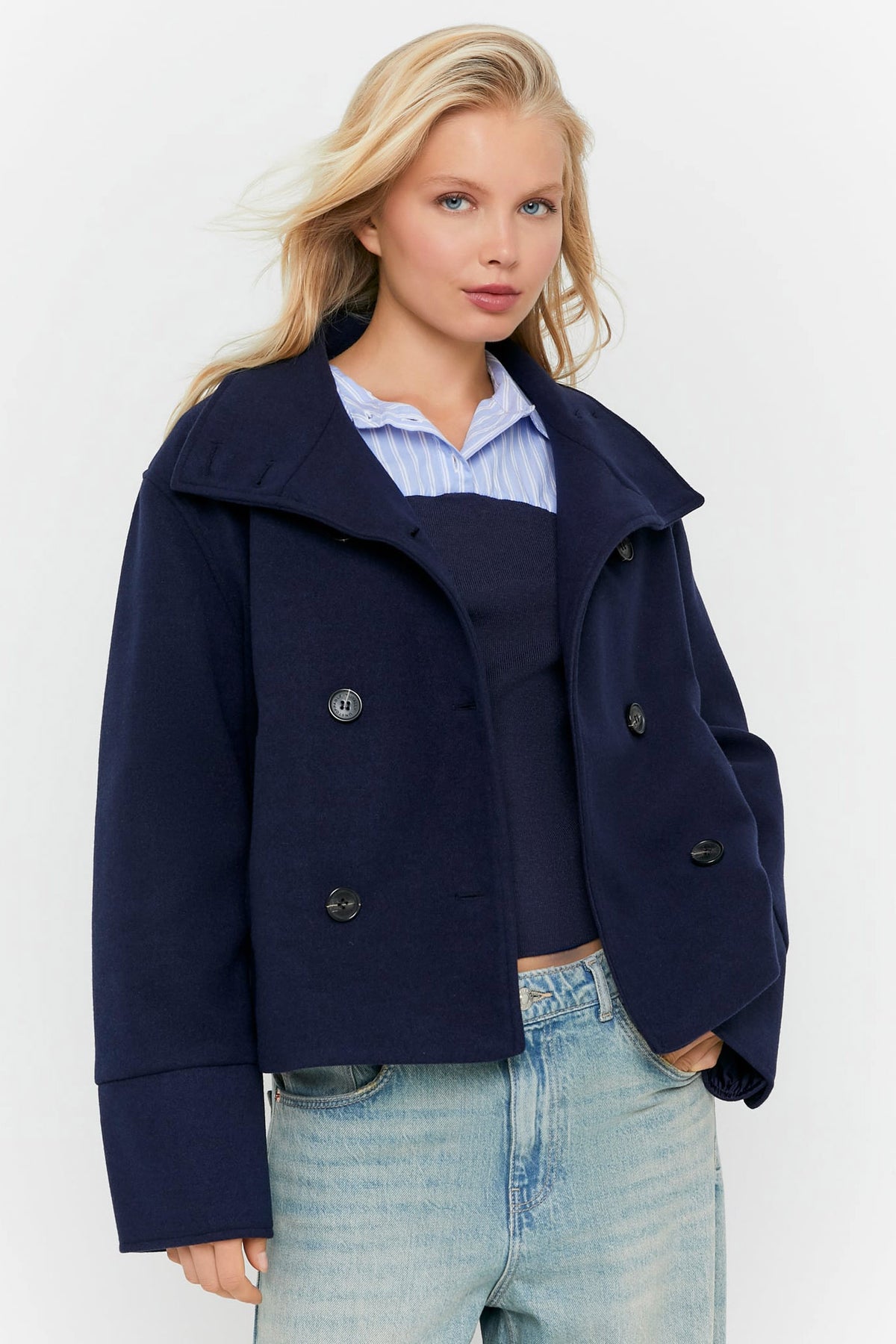 Kurzer Mantel - Evening Blue