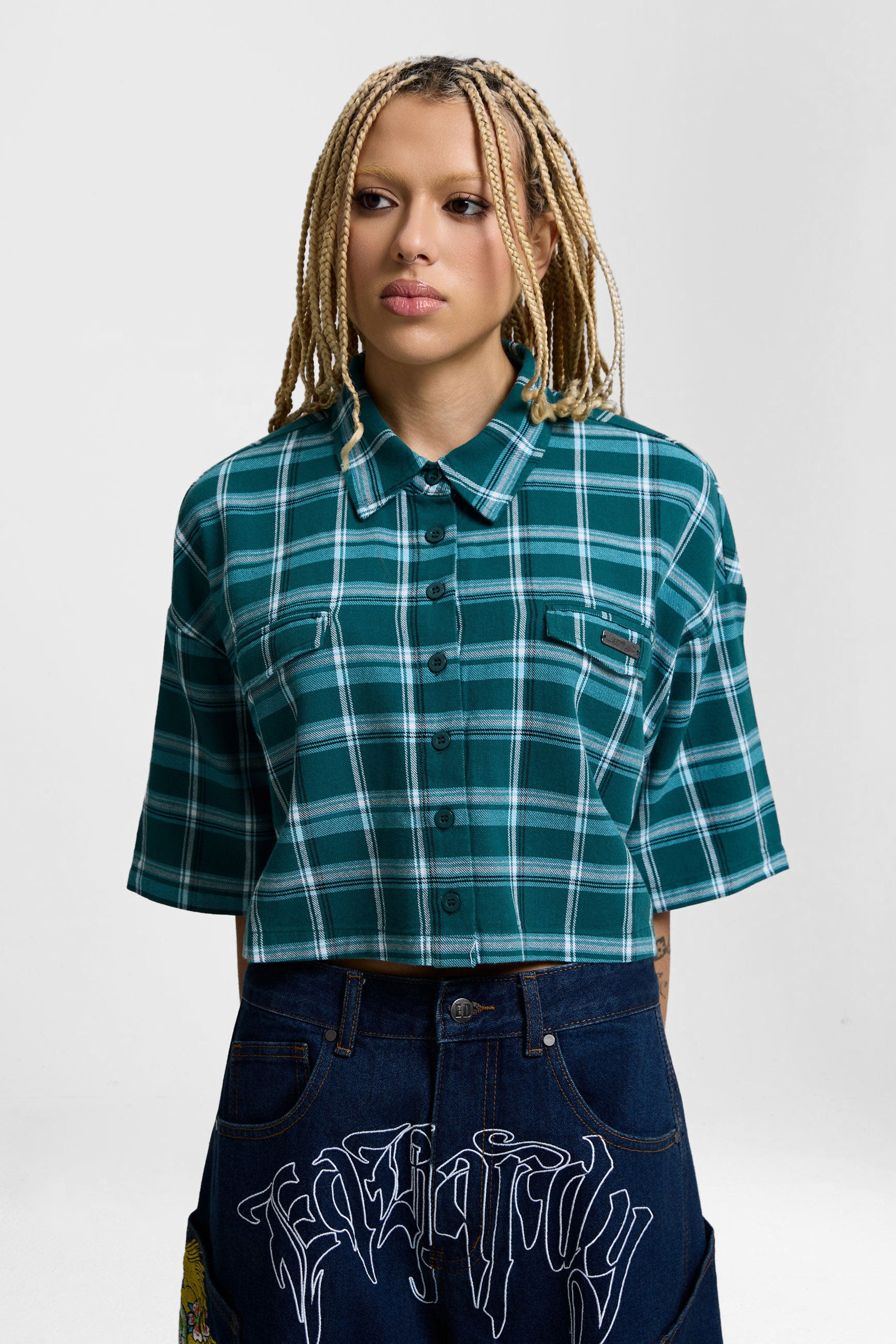 Oversize Karohemd - Teal